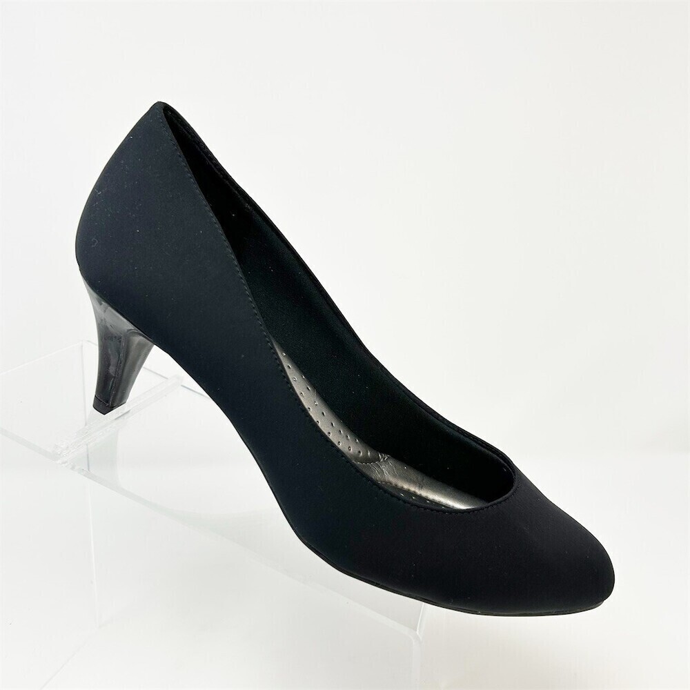 Abella Women's Dress Pumps Black Round Toe Mid Heel Comfort Size 10 Wide